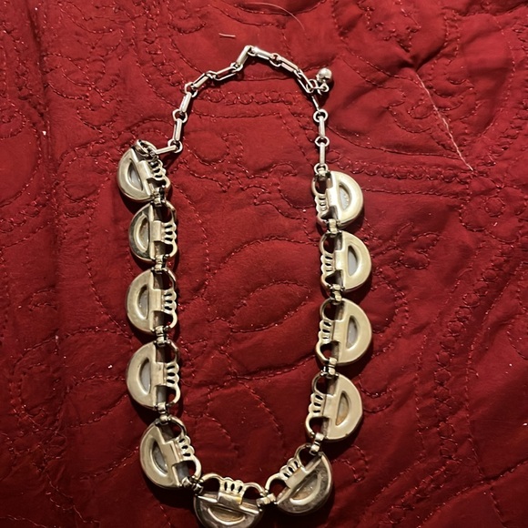 Coro signed Elegant Silver and White Shimmer Necklace - Picture 2 of 2